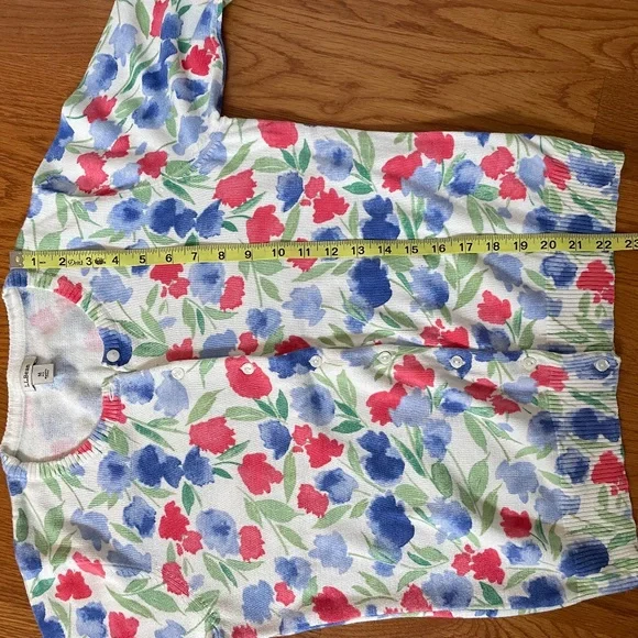 LL Bean Red and Blue Cotton Cardigan, Size M - Picture 5 of 10